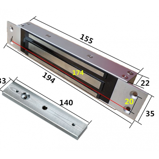 Ventouse électromagnétique dissimulée 12V 180kg